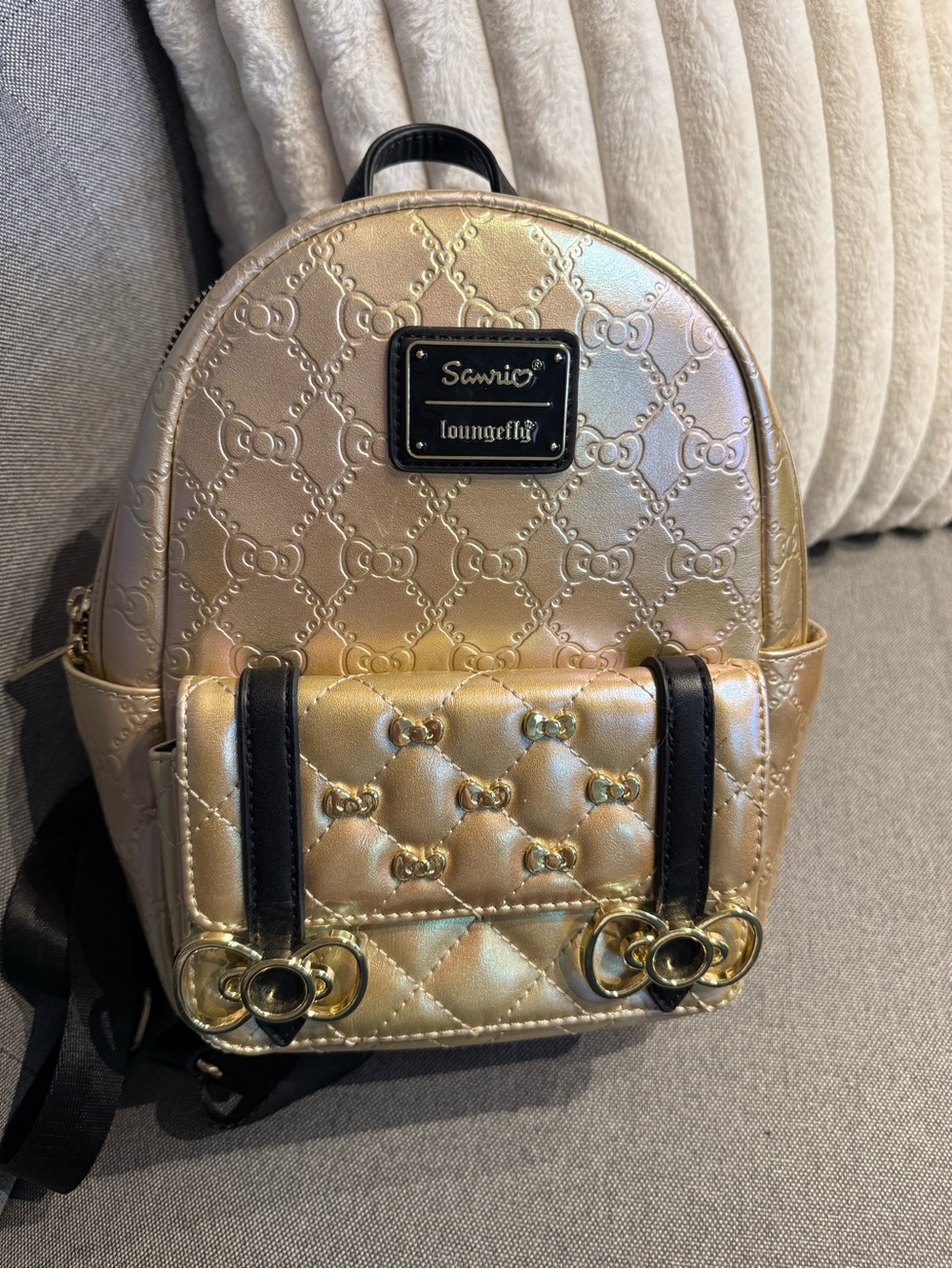 Loungefly Metallic Gold Quilted Mini Backpack